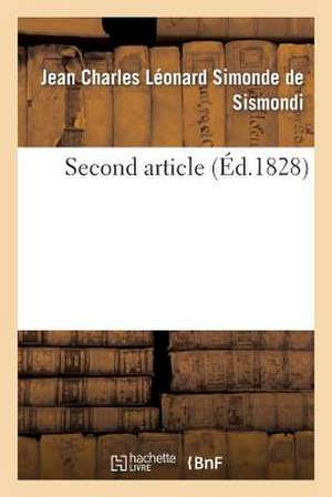 Second Article de Jean Charles Léonard Simond de Sismondi