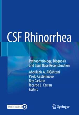 CSF Rhinorrhea: Pathophysiology, Diagnosis and Skull Base Reconstruction de Abdulaziz A. AlQahtani