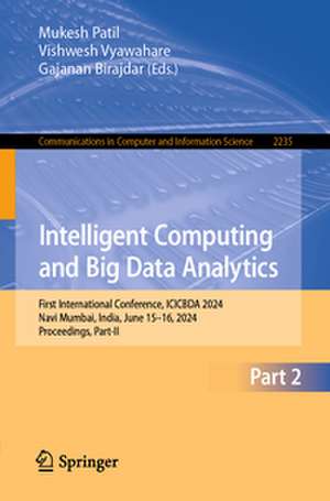 Intelligent Computing and Big Data Analytics de Mukesh Patil