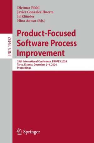 Product-Focused Software Process Improvement de Dietmar Pfahl