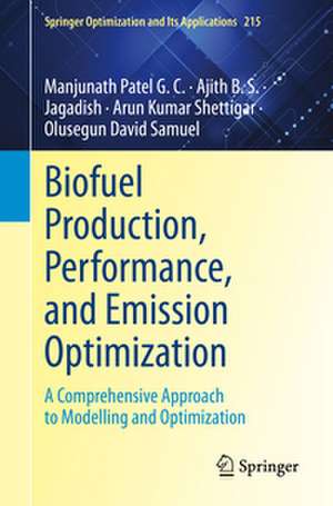 Biofuel Production, Performance, and Emission Optimization de Manjunath Patel G. C.