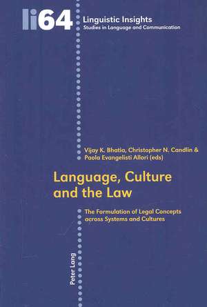 Language, Culture and the Law de Vijay K. Bhatia