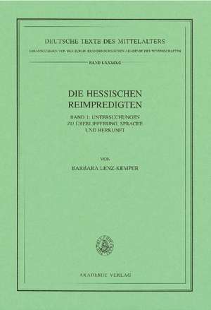 Die Hessischen Reimpredigten de Barbara Lenz-Kemper