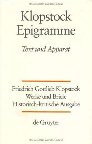 Epigramme: Text und Apparat de Klaus Hurlebusch