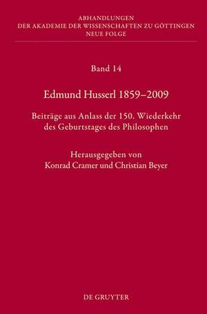 Edmund Husserl 1859–2009: Beiträge aus Anlass der 150. Wiederkehr des Geburtstages des Philosophen de Konrad Cramer