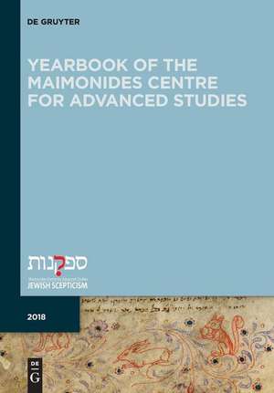 Yearbook of the Maimonides Centre for Advanced Studies. 2018 de Bill Rebiger