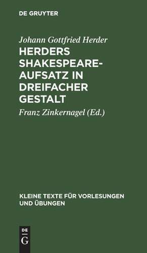 Herders Shakespeare-Aufsatz in dreifacher Gestalt de Johann Gottfried Herder