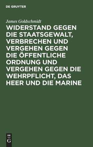 Widerstand gegen die Staatsgewalt, Verbrechen und Vergehen gegen die öffentliche Ordnung und Vergehen gegen die Wehrpflicht, das Heer und die Marine: im Vorentwurf zu einem deutschen Strafgesetzbuch de James Goldschmidt