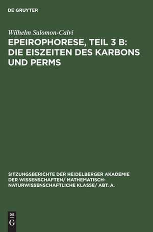 Die Eiszeiten des Karbons und Perms: aus: Epeirophorese, Teil 3 B de Wilhelm Salomon-Calvi