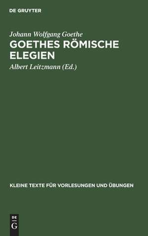 Goethes römische Elegien de Johann Wolfgang Goethe