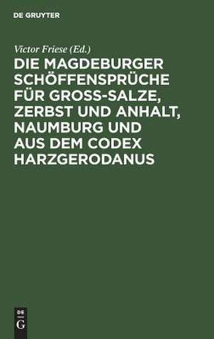 Die Magdeburger Schöffensprüche für Gross-Salze, Zerbst und Anhalt, Naumburg und aus dem Codex Harzgerodanus: aus: Magdeburger Schöffensprüche, Bd. 1 de Victor Friese