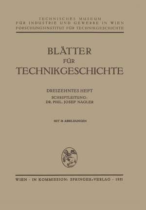 Blätter für Technikgeschichte de Josef Nagler