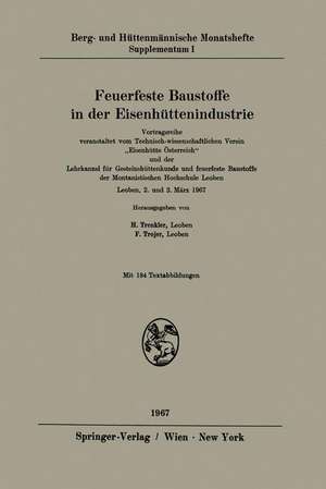 Feuerfeste Baustoffe in der Eisenhüttenindustrie: Vortragsreihe, veranstaltet vom Technisch-wissenschaftlichen Verein „Eisenhütte Österreich“ und der Lehrkanzel für Gesteinshüttenkunde und feuerfeste Baustoffe der Montanistischen Hochschule Leoben. Leoben, 2. und 3. März 1967 de Herbert Trenkler