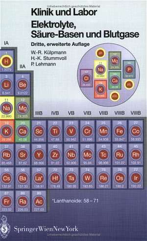 Klinik und Labor Elektrolyke, Säure-Basen und Blutgase: Klinik und Labor de Wolf Rüdiger Külpmann