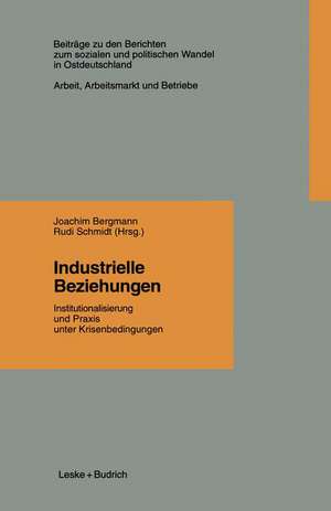 Industrielle Beziehungen: Institutionalisierung und Praxis unter Krisenbedingungen de Joachim Bergmann