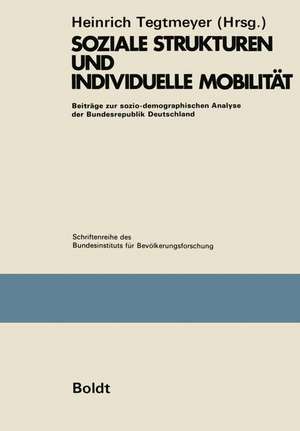 Soziale Strukturen und individuelle Mobilität: Beiträge zur sozio-demographischen Analyse der Bundesrepublik Deutschland de Heinrich Tegtmeyer