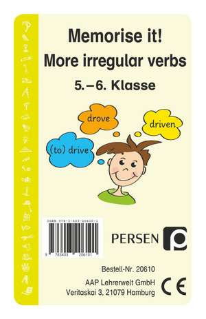 Memorise it! More irregular Verbs de Josephine Finkenstein