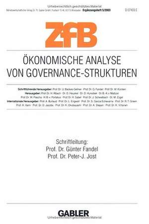 Ökonomische Analyse von Governance-Strukturen de Günter Fandel