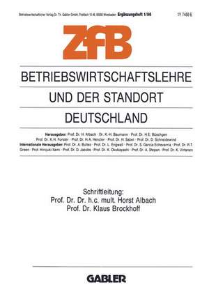 Betriebswirtschaftslehre und der Standort Deutschland de Horst Albach