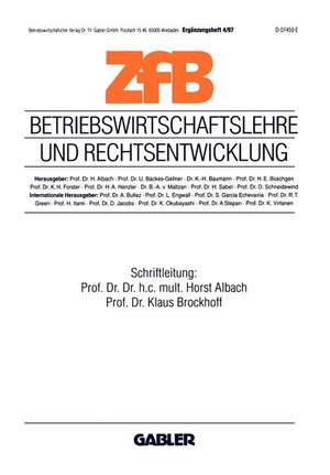 Betriebswirtschaftslehre und Rechtsentwicklung de Horst Albach