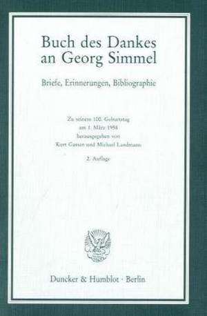 Buch des Dankes an Georg Simmel de Kurt Gassen