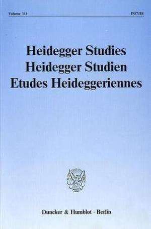 Heidegger Studies / Heidegger Studien / Etudes Heideggeriennes. Vol. 6 (1990) de Parvis Emad