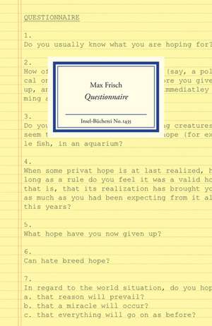 Questionnaire de Max Frisch