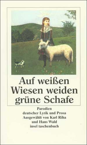 Auf weißen Wiesen weiden grüne Schafe de Karl Riha