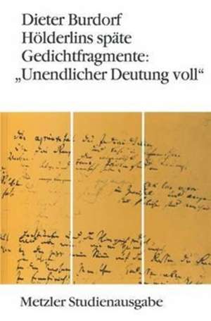 Hölderlins späte Gedichtfragmente: "Unendlicher Deutung voll" de Dieter Burdorf