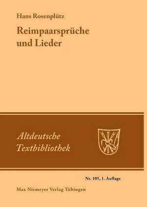 Reimpaarsprüche und Lieder de Hans Rosenplüt