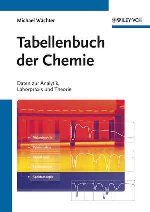 Tabellenbuch der Chemie – Daten zur Analytik, Laborpraxis und Theorie de M Wächter