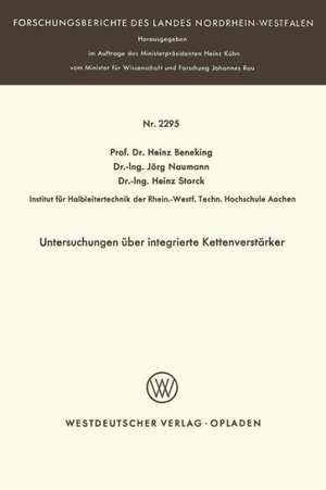 Untersuchungen über integrierte Kettenverstärker de Heinz Beneking