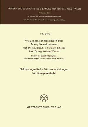 Elektromagnetische Fördereinrichtungen für flüssige Metalle de Franz-Rudolf Block