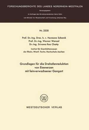 Grundlagen für die Drehofenreduktion von Eisenerzen mit feinverwachsener Gangart de Hermann Schenck