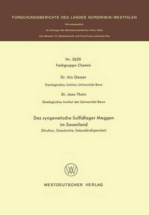 Das syngenetische Sulfidlager Meggen im Sauerland: Struktur, Geochemie, Sekundärdispersion de Urs Gasser