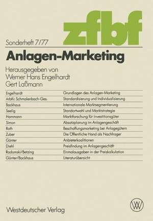 Anlagen-Marketing de Werner Hans Engelhardt