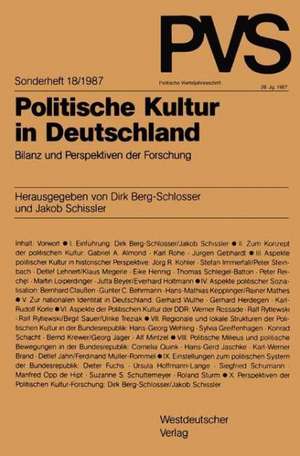 Politische Kultur in Deutschland: Bilanz und Perspektiven der Forschung de Dirk Berg-Schlosser