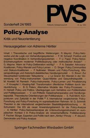 Policy-Analyse: Kritik und Neuorientierung de Adrienne Héritier