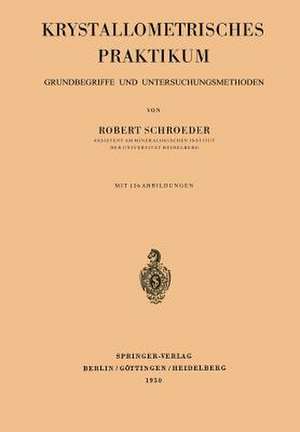 Krystallometrisches Praktikum: Grundbegriffe und Untersuchungsmethoden de Robert Schroeder