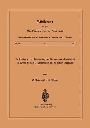 Ein Messgerät zur Bestimmung der Strömungsgeschwindigkeit in Kurzen Rohren ( Ionenzählern ) Bei Niedrigem Gasdruck de Grose