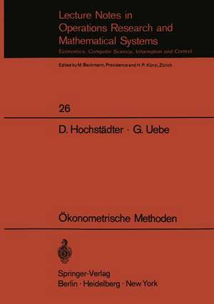 Ökonometrische Methoden de Dieter Hochstädter