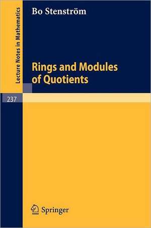 Rings and Modules of Quotients de B. Stenström