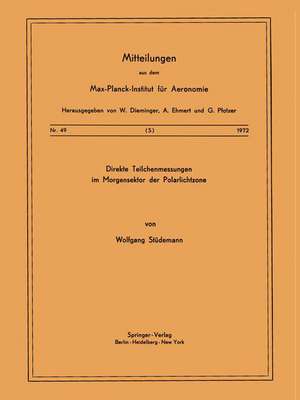 Direkte Teilchenmessungen im Morgensektor der Polarlichtzone de W. Stüdemann