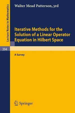 Iterative Methods for the Solution of a Linear Operator Equation in Hilbert Space: A Survey de W.M., III. Patterson