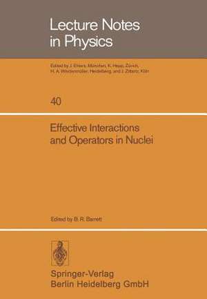 Effective Interactions and Operators in Nuclei: Proceedings of the Tucson International Topical Conference on Nuclear Physics Held at the University of Arizona, Tucson, June 2–6, 1975 de B.R. Barrett