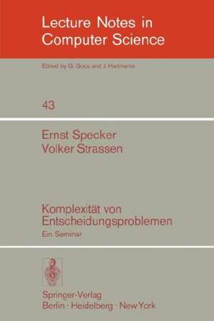 Komplexität von Entscheidungsproblemen: Ein Seminar de E. Specker