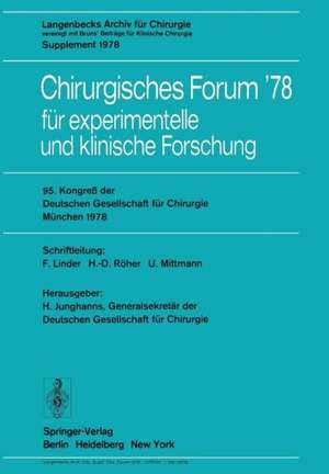 95. Kongreß der Deutschen Gesellschaft für Chirurgie, München, 3. bis 6. Mai 1978 de F. Linder