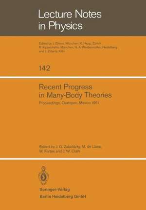 Recent Progress in Many-Body Theories: Proceedings of the Second International Conference Held at Oaxtepec, Mexico, January 12–17, 1981 de J.G. Zabolitzky