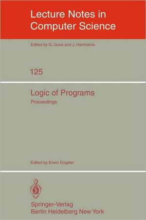 Logic of Programs: Workshop, ETH Zürich, May-July 1979 de E. Engeler