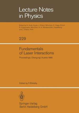 Fundamentals of Laser Interactions: Proceedings of a Seminar held at Obergurgl, Austria, February 24 – March 2, 1985 de Fritz Ehlotzky